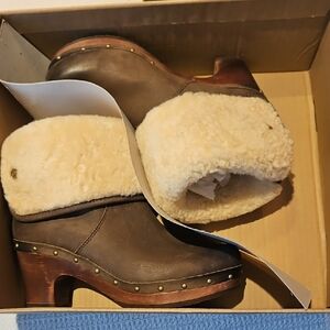 UGG Brown Shearling-Lined Mules